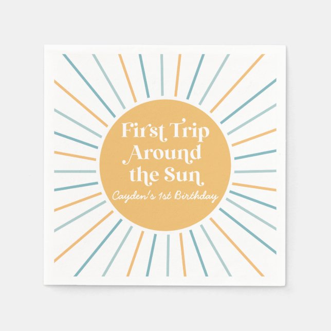 Guardanapo De Papel Boho Primeira viagem em torno do primeiro aniversa (Frente)