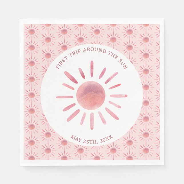 Guardanapo De Papel Boho Primeira Viagem Em Torno Do primeiro aniversa (Frente)