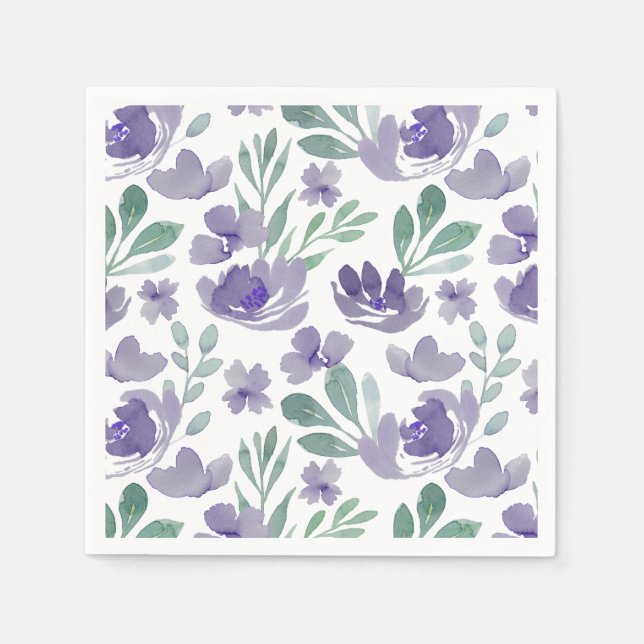 Guardanapo De Papel Boho Purple Floral Pattern Casamento (Frente)