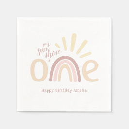 Guardanapo De Papel Boho Rainbow e Sunshine primeiro aniversario