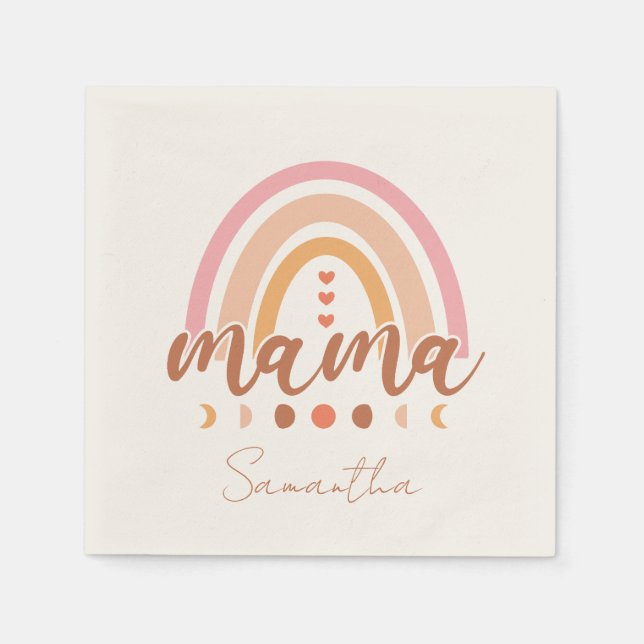 Guardanapo De Papel Boho Rainbow Mama com Fases da Lua (Frente)