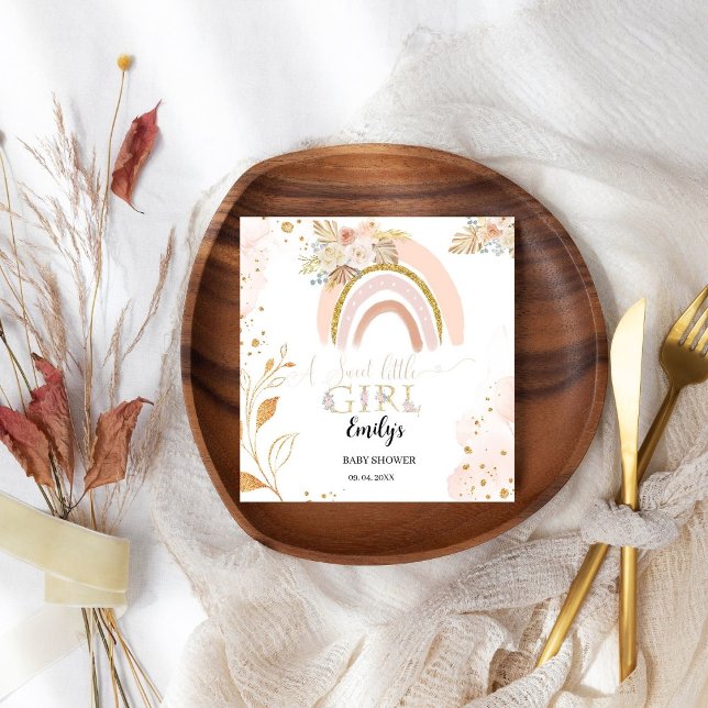 Guardanapo De Papel Boho Rainbow Pampas Grass Obrigado Chá de fraldas (Criador carregado)