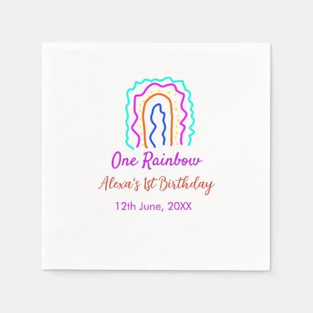 Guardanapo De Papel Boho Rainbow, um aniversário de crianças brilhante (Frente)