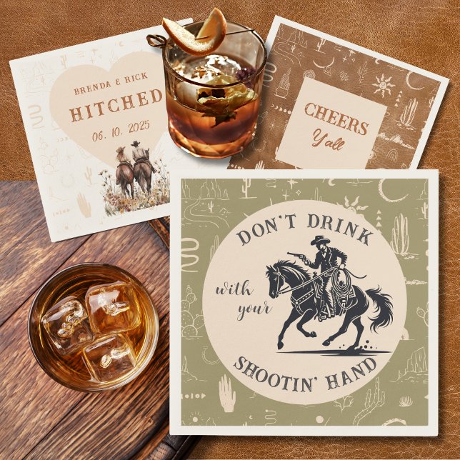 Guardanapo De Papel Boho Ranch Wedch Cowboy Paper Cocktail Napkin (Criador carregado)