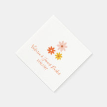 Boho Retro Daisy Casais Nome Casamento Napkins