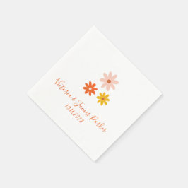 Guardanapo De Papel Boho Retro Daisy Casais Nome Casamento Napkins