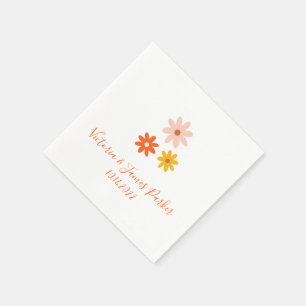 Guardanapo De Papel Boho Retro Daisy Casais Nome Casamento Napkins