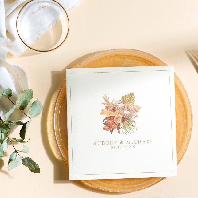 Guardanapo De Papel Boho Rustic Floral Palm Leaf Casamento Seco (Criador carregado)