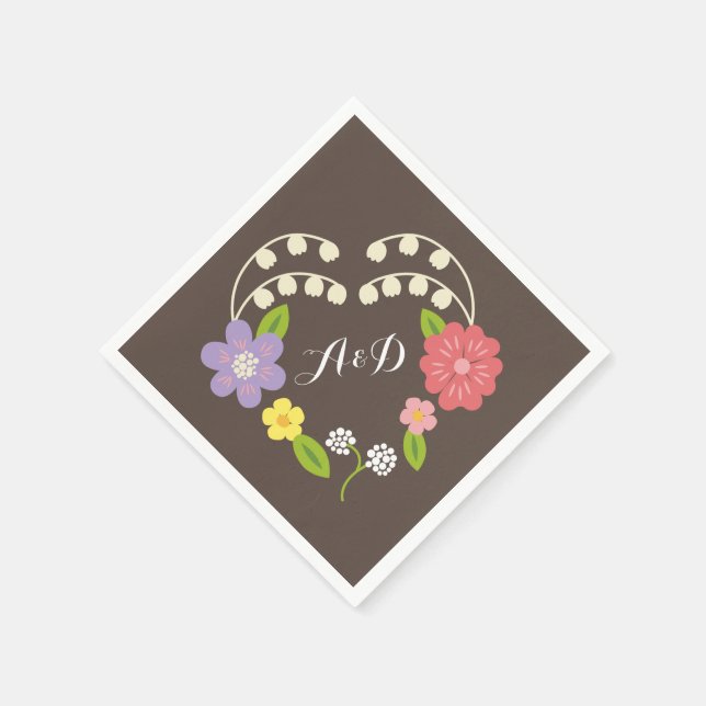 Guardanapo De Papel Boho Rustic Floral Wreath Wedding (Canto)
