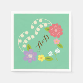 Guardanapo De Papel Boho Rustic Floral Wreath Wedding (Mint)