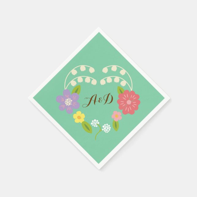 Guardanapo De Papel Boho Rustic Floral Wreath Wedding (Mint) (Canto)