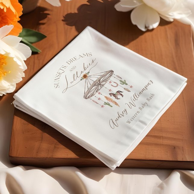 Guardanapo De Papel Boho Rustic Wagon Wheel Mobile Western Chá de fral (Boho Rustic Wagon Wheel Mobile Western Baby Shower Napkins)