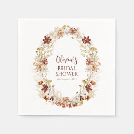 Guardanapo De Papel Boho Rústico Floral Burgundy Chás de Casanamento P