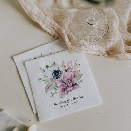 Guardanapo De Papel Boho Rústico Floral Suculento Aquarela