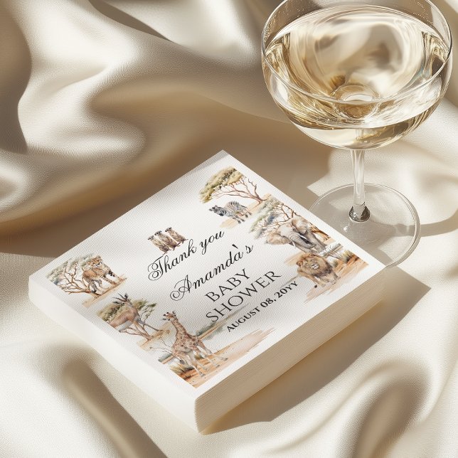 Guardanapo De Papel Boho Safari Animals Gender Neutral Baby Shower (Criador carregado)