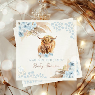 Guardanapo De Papel Boho Santa Vaca Azul Pampas Chá de fraldas