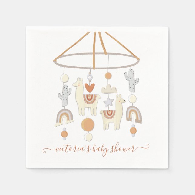 Guardanapo De Papel Boho Scandi Mobile Chá de fraldas Napkins (Frente)