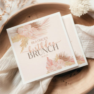 Guardanapo De Papel Boho Soft Floral Flor Rosa Birthday BrunParty