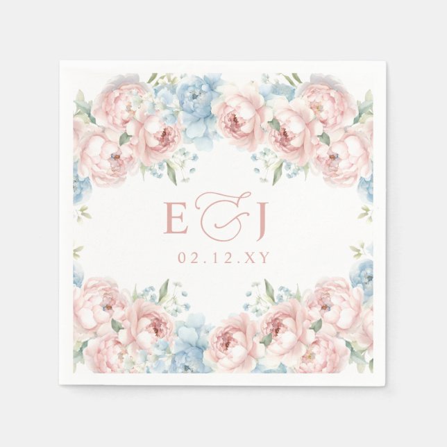 Guardanapo De Papel Boho Summer Primavera Blush Casamento Floral (Frente)