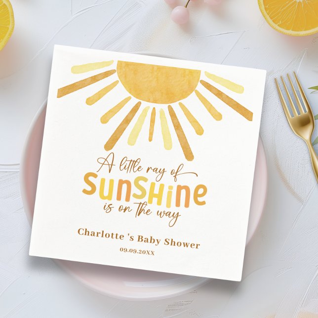 Guardanapo De Papel Boho Sunshine Chá de fraldas Amarelo (Little ray Napkin)