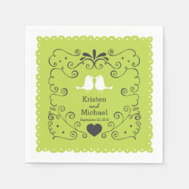 Guardanapo De Papel Boho Swirls, Curls, um Casamento Banner & Lovebird