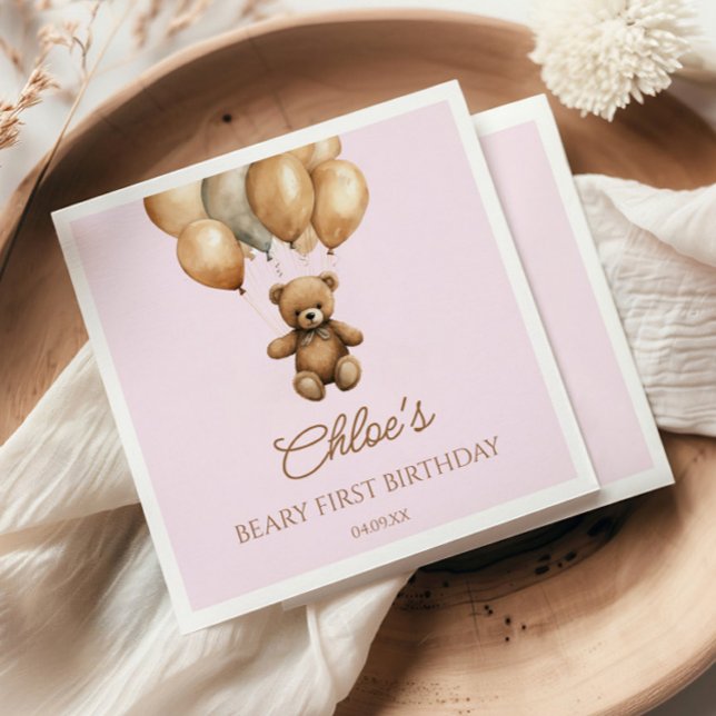 Guardanapo De Papel Boho Teddy Bear First Festa de aniversário (Criador carregado)