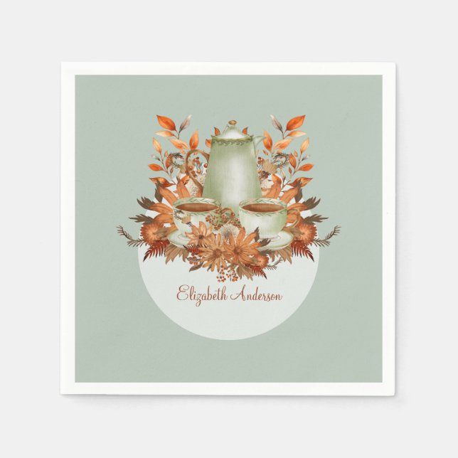 Guardanapo De Papel Boho Terracota Chá Floral Festa de Chá QUALQUER EV (Frente)