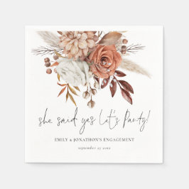 Guardanapo De Papel Boho Terracotta Florals Ela Disse Sim Noivado