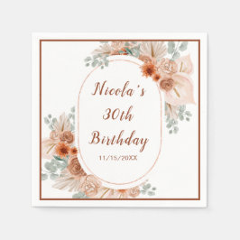 Guardanapo De Papel Boho Terracotta Pampas Grass Birthday