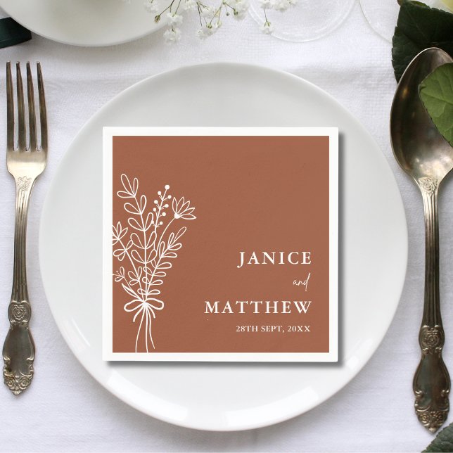 Guardanapo De Papel Boho Terracotta Queimou Casamento Russo Laranja-Qu (Criador carregado)