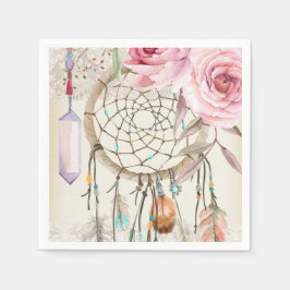Guardanapo De Papel Boho Tribal Chic DreamCatcher & Rosa Paper Napkin