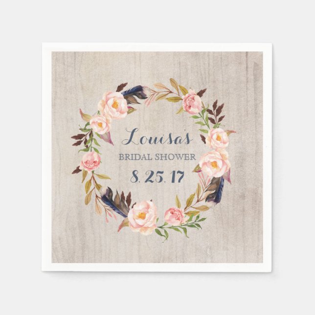Guardanapo De Papel Boho Tribal Rustic Chá de panela Napkins (Frente)