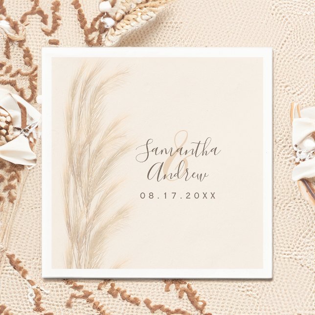 Guardanapo De Papel Boho verão pampas gramíneas d'água casamento (Boho summer pampas grass watercolor wedding napkins)