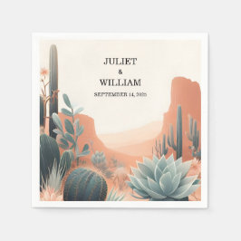 Guardanapo De Papel Boho Verde Deserto Cactos Suculentos Casamento