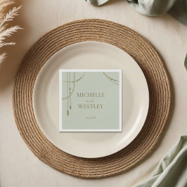 Guardanapo De Papel Boho Verde Luz Violado Casamento De Beade