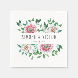 Guardanapo De Papel Boho Verde Rosa | floral Napkins