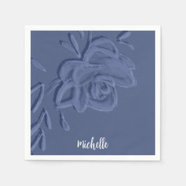 Guardanapo De Papel Boho Vintage Flores Azuis Artísticas