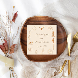 Guardanapo De Papel Boho Western Cowboy Ilustração Casamento