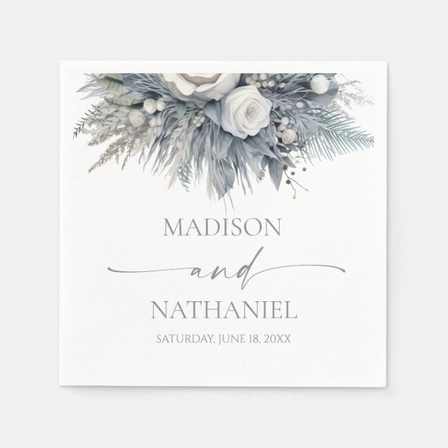 Guardanapo De Papel Boho White Rose Floral Flower Garden Casamento (Frente)