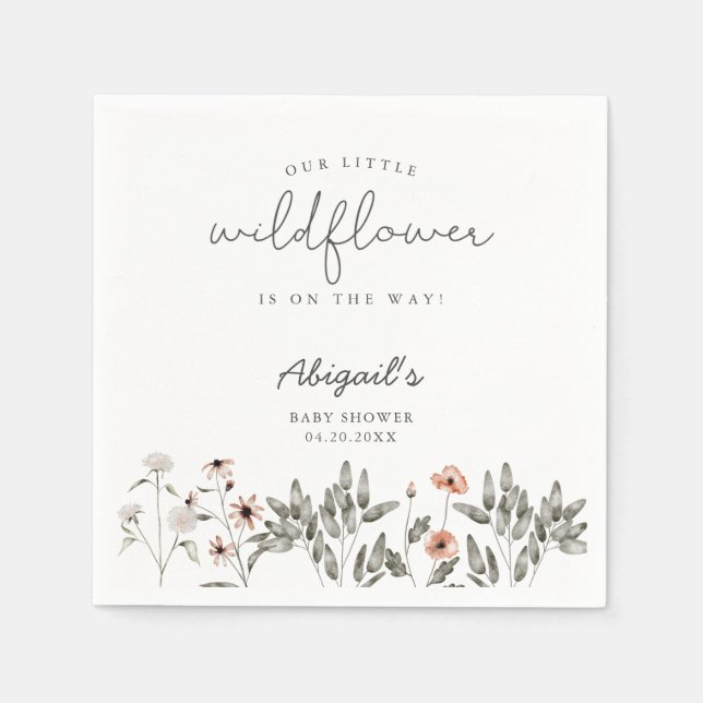 Guardanapo De Papel Boho Wildflower Chá de fraldas (Frente)