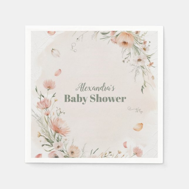 Guardanapo De Papel Boho Wildflower Chá de fraldas (Frente)