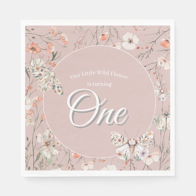 Guardanapo De Papel Boho Wildflower Floral Baby Birthday (Frente)