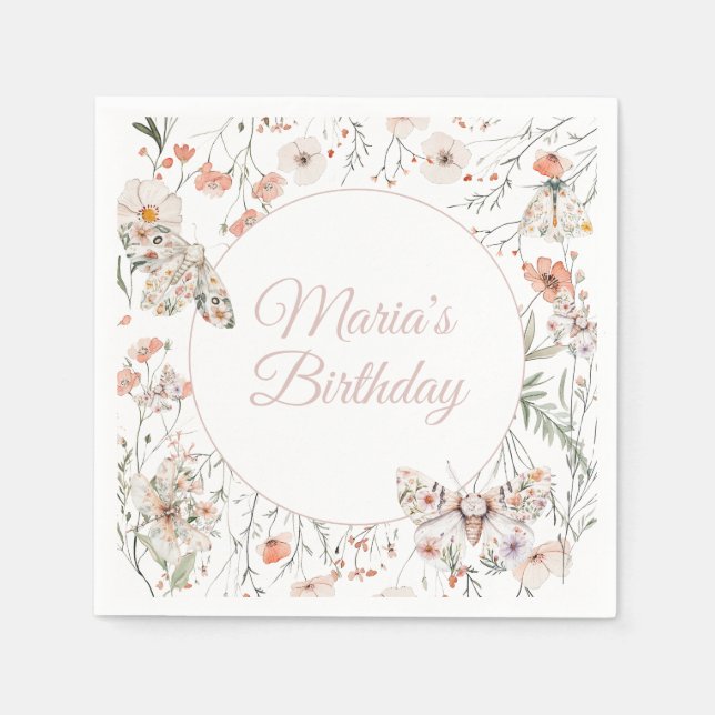 Guardanapo De Papel Boho Wildflower Floral Baby Birthday (Frente)