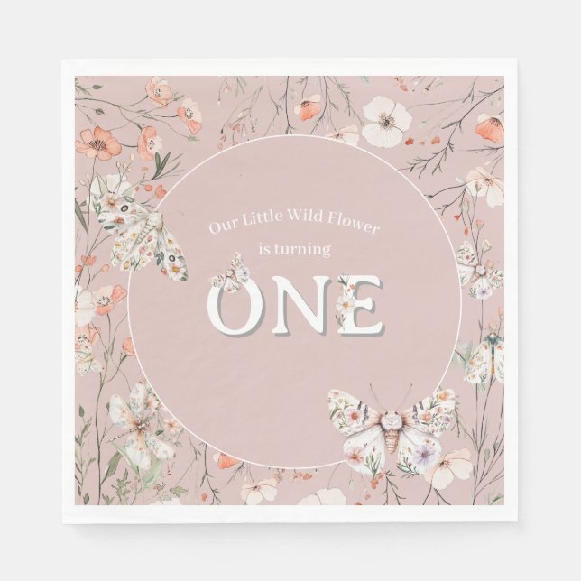 Guardanapo De Papel Boho Wildflower Floral Baby Birthday (Frente)