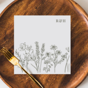Guardanapo De Papel Boho Wildflower Olive Weding Elegante