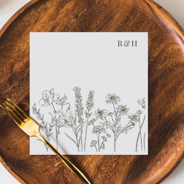 Guardanapo De Papel Boho Wildflower Olive Weding Elegante (Criador carregado)