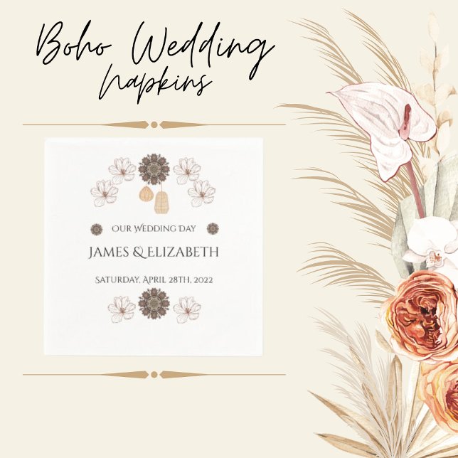 Guardanapo De Papel Boho Wildflower Wedding (Criador carregado)