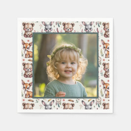 Guardanapo De Papel Boho Woodland Animals Kids Birthday Photo