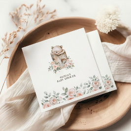 Guardanapo De Papel Boho Woodland Bear e Chá de fraldas Floral