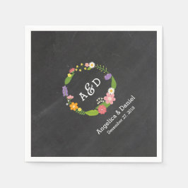 Guardanapo De Papel Boho Woodland Wreath no Casamento Chalkboard